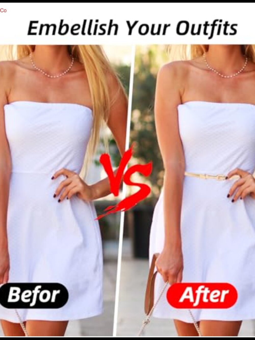 Skinny Metal Waist Belt with Rhinestones Adjustable Elastic for Dresses Wedding - Picture 3 of 5
